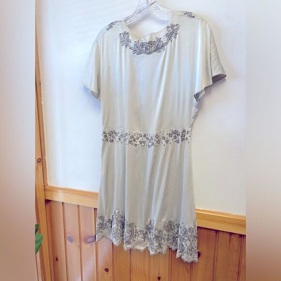 ZARA SHORT EMBROIDERED DRESS PEARL GRAY SZ S - Picture 7 of 10